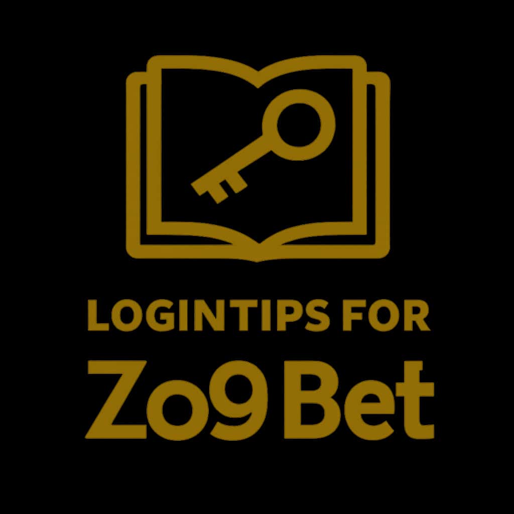 A badge design highlighting login tips for accessing Zo9 Bet.