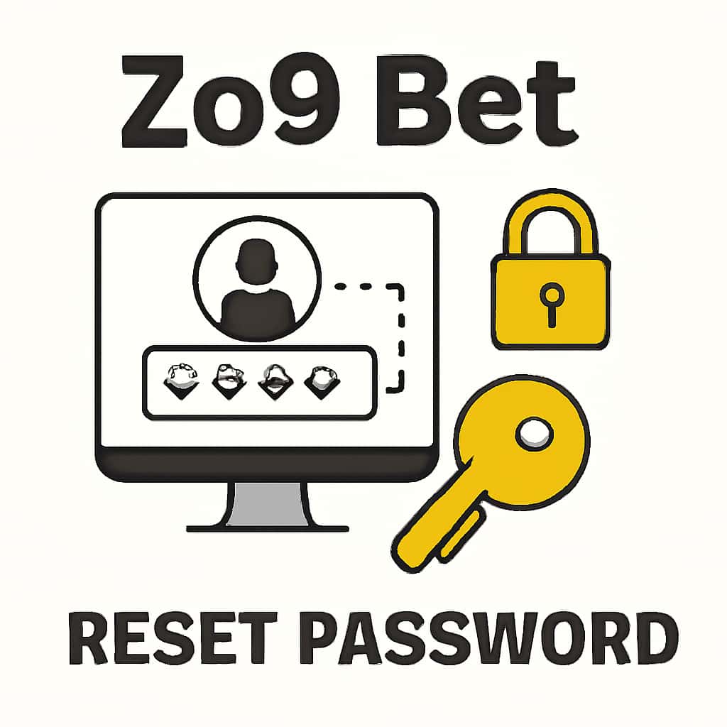 Illustration depicting steps for resetting Zo9 Bet password.