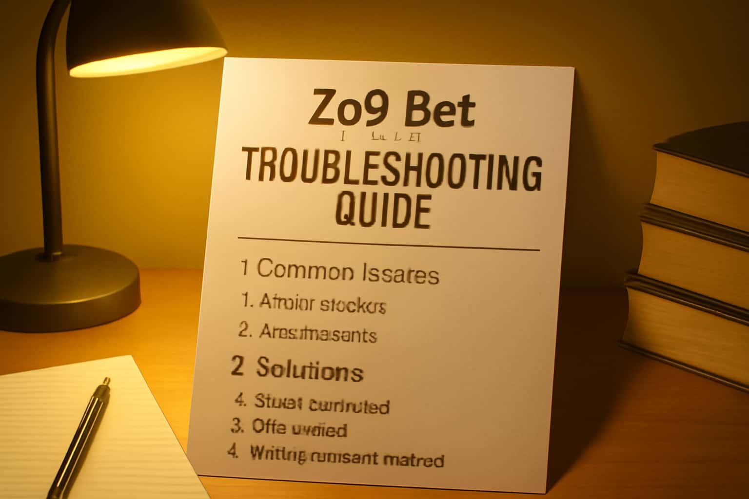 An informational scene depicting troubleshooting aspects of Zo9 Bet.